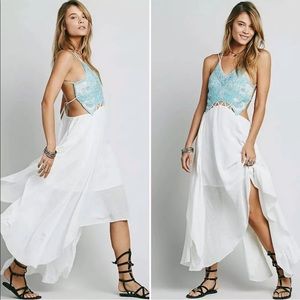 Free People Beaded Turquoise Spirit Maxi Dress
